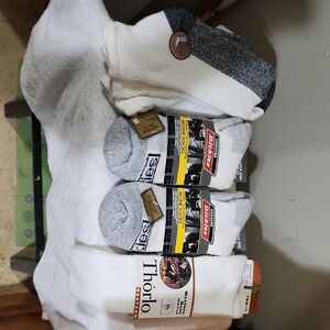 thorlo And Dickes Men's White and Gray Socks